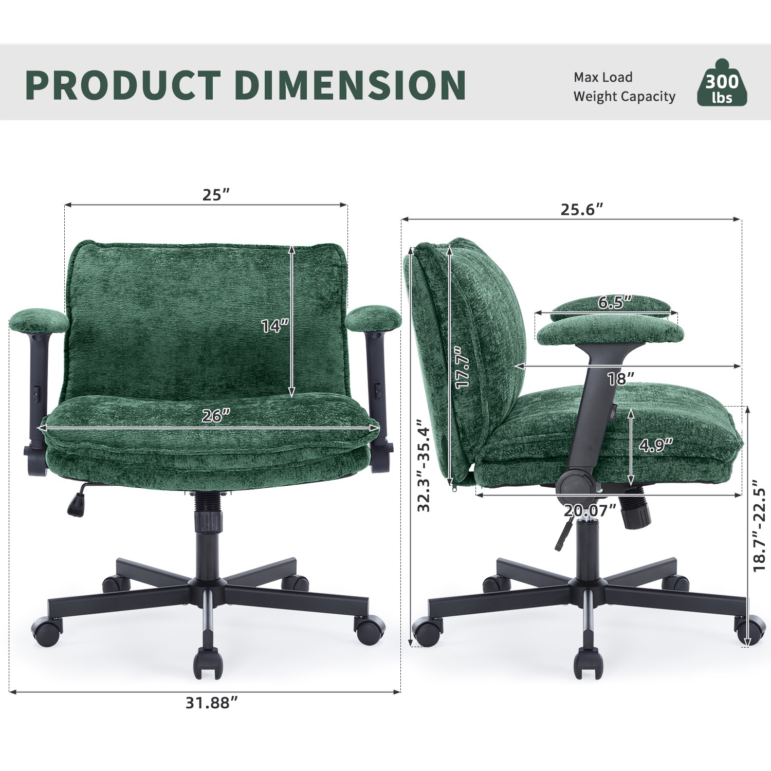 FanciSpot Cross Legged Office Chair, Height Adjustable Swivel Desk Chair With Flip-Up Arms, Padded Criss Cross Chair For Home Office & Bedroom_maomaolike.com